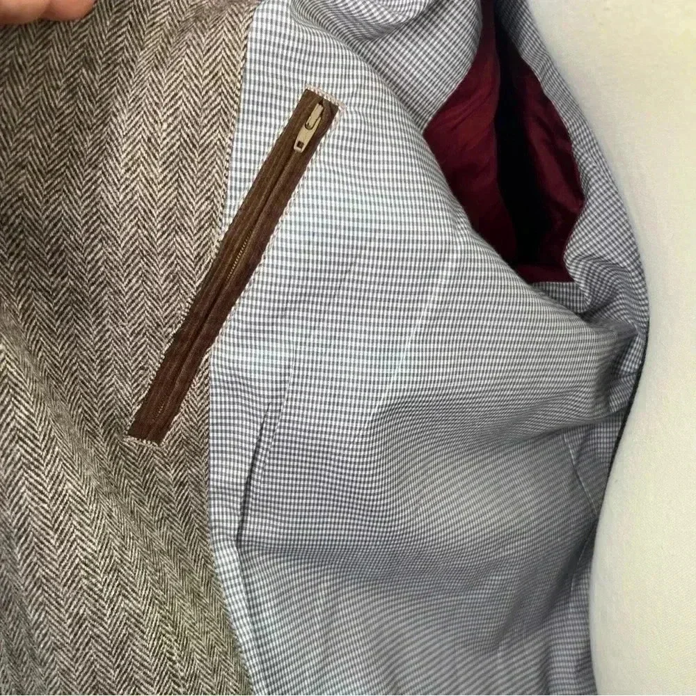 Tommy Bahama Brown Wool Blend Herringbone Tweed Blazer Elbow Patches Sz‎ L